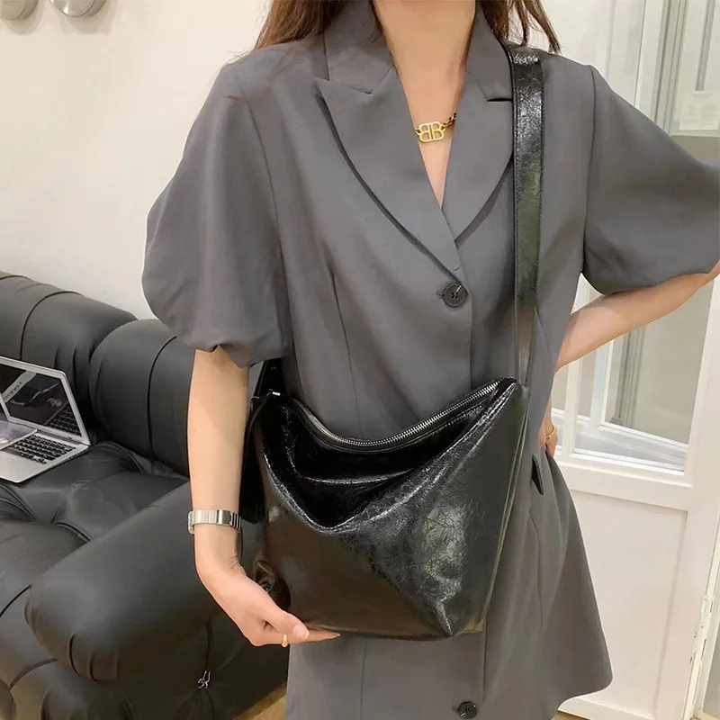 Genuine Tote Women's Shoulder Leather Bag Crossbody Y2k New Style Head Layer Cowhide Versatile Underarm Large Capacity Retro