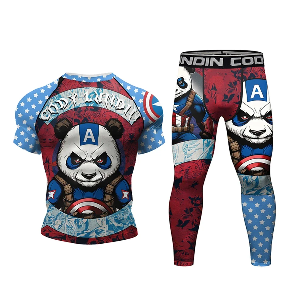 MMA Jiu Jitsu Boxing T shirt+Pants Rashguard Men Muay Thai Shorts Bjj Kickboxing 4pcs/Sets Boxeo Fighting Sportswear Gi T-shirts 5
