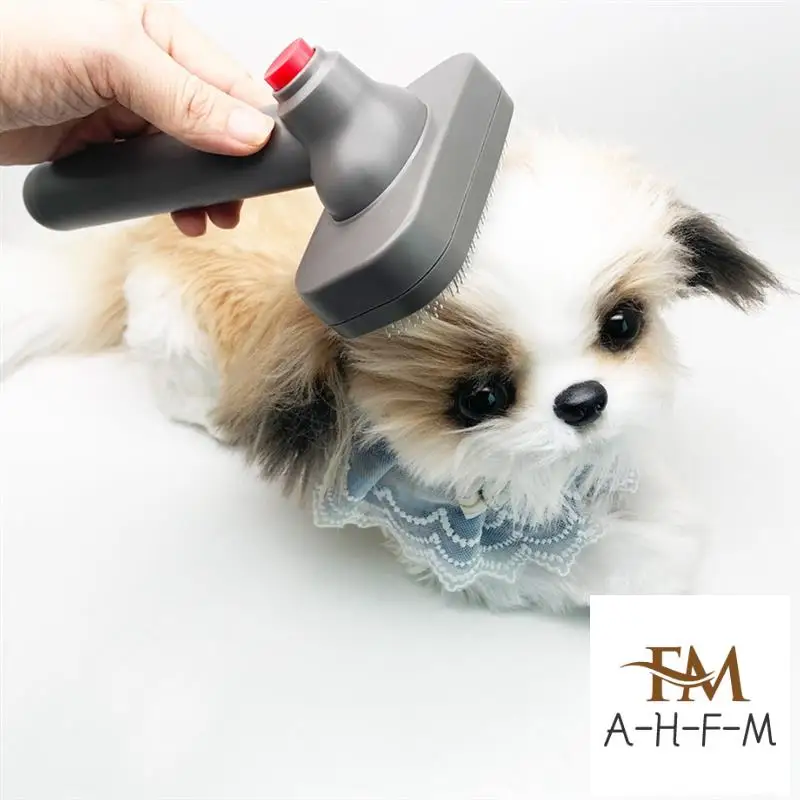 1 PCS Self Cleaning Slicker Brush-For Dogs/Cats/Pets-One Click Cleaning Function-Gentle & Effective Cat Grey Dog Brush