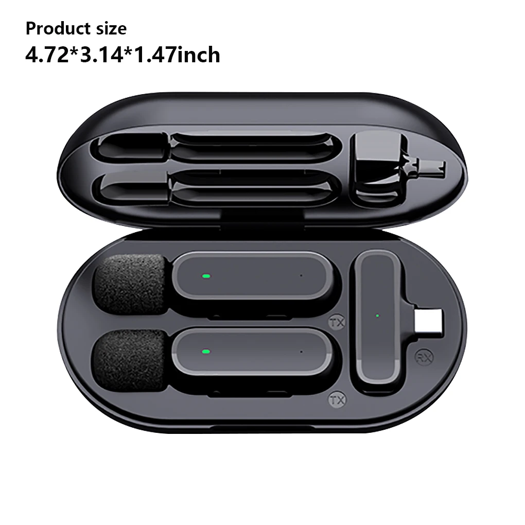 Wireless Lavalier Microphone Portable Charging Box Noise Reduction Reverb Audio or Video Recording Plug Play Mic for Smart Phone 