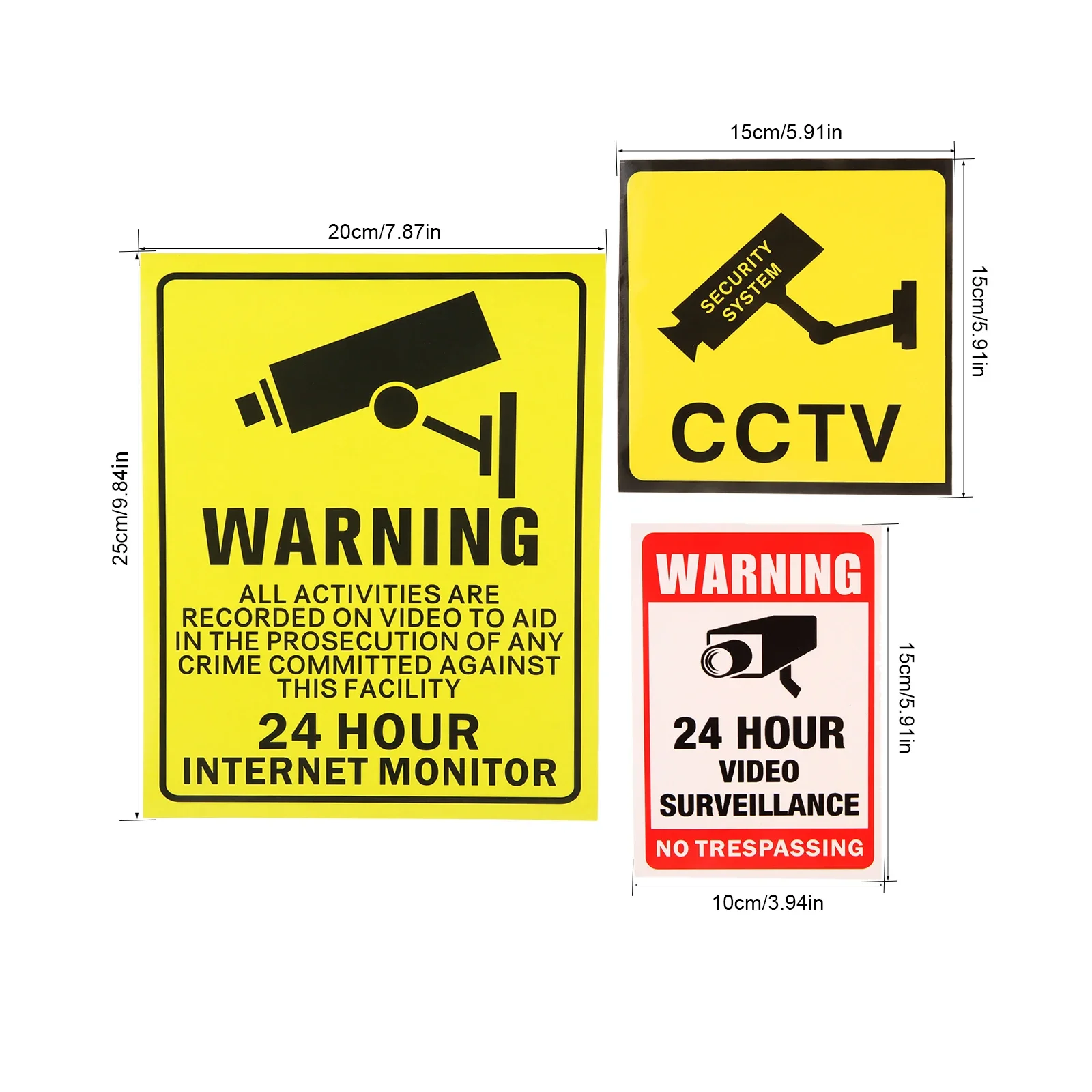 10pcs/set Stickers 24 Hour Video Surveillance Security Warning Recorder Monitor Self-adhesive Safe Sign Home Office Public Area