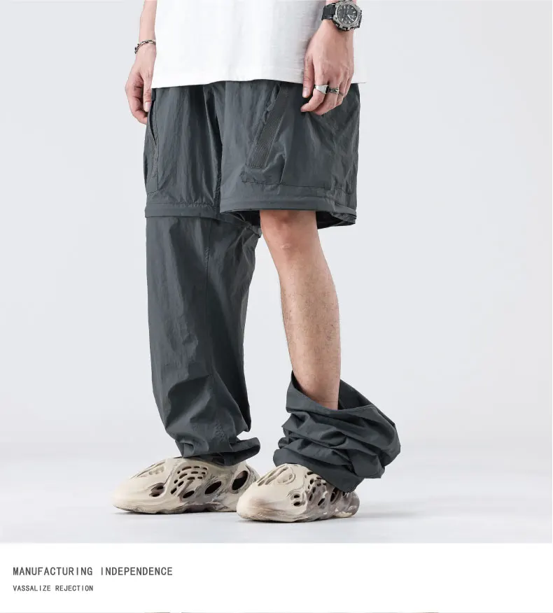 Description Picture 4 of itemNew Trendy Functional High Street Detachable Two Piece Workwear Split Pants American Loose Straight Leg Casual Pants