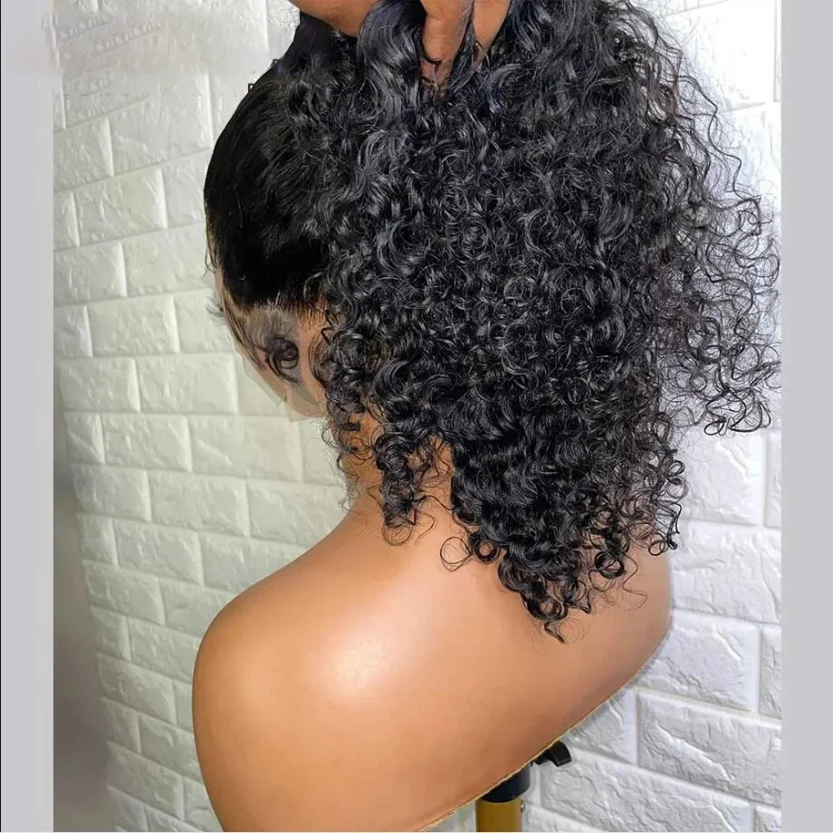 

Soft 180Density Black Kinky Curly 26Inch Lace Front Wig For Women BabyHair Heat Resistant Soft Glueless Preplucked Daily