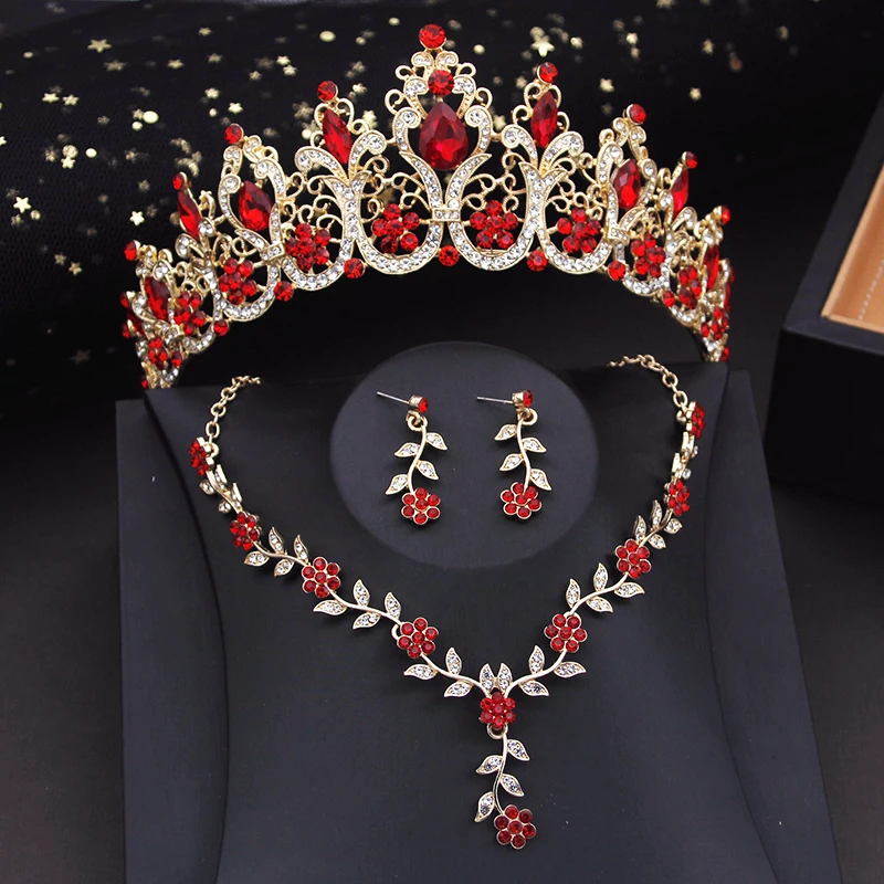 Bridal Jewelry Sets Luxury Crown Bride Jewelry Sets Women Tiaras Set Choker Necklace Earring Prom Bridal Wedding Costume Accessories
