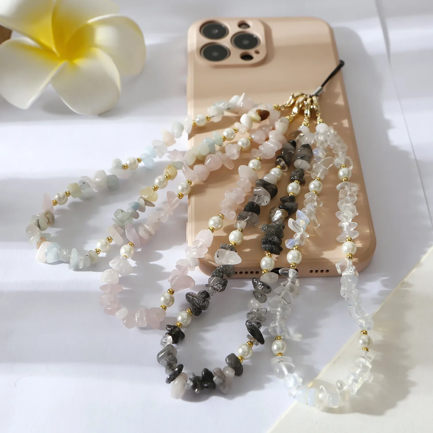 Mobile Phone Chain Personalized creative niche beaded natural stone Mobile Phone Lanyard