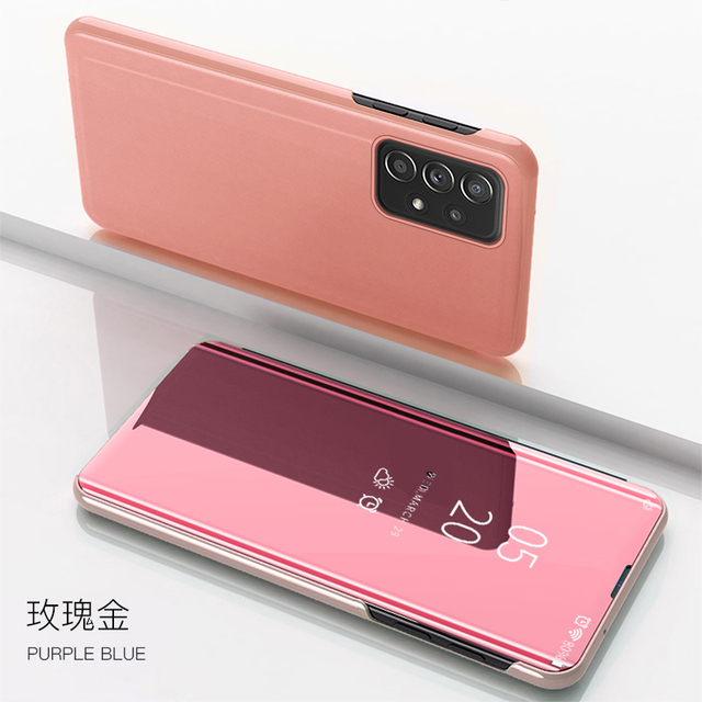 Mirror View PU Leather Flip Cover  For Samsung Galaxy A53 M31S M51 A42 Note20 S20 FE A51 A31  A41 A21 A71 M11 A01 A02 A91