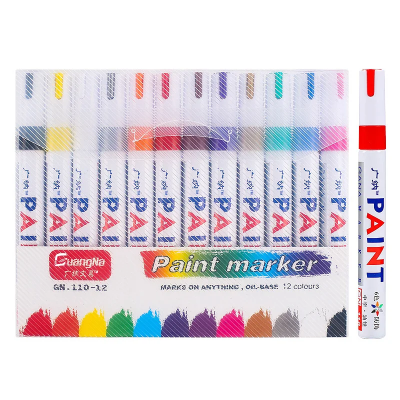 Перманентные Маркеры на масляной основе, 12 цветов маркеры тканевые перманентные 12 24 цвета