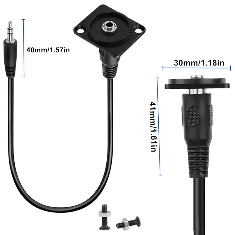 22cm DC3.5mm TRS 암수 패널 짧은 와이어 설치 오디오 커넥터 TRS 1/8 스테레오 헤드폰 설치 소켓