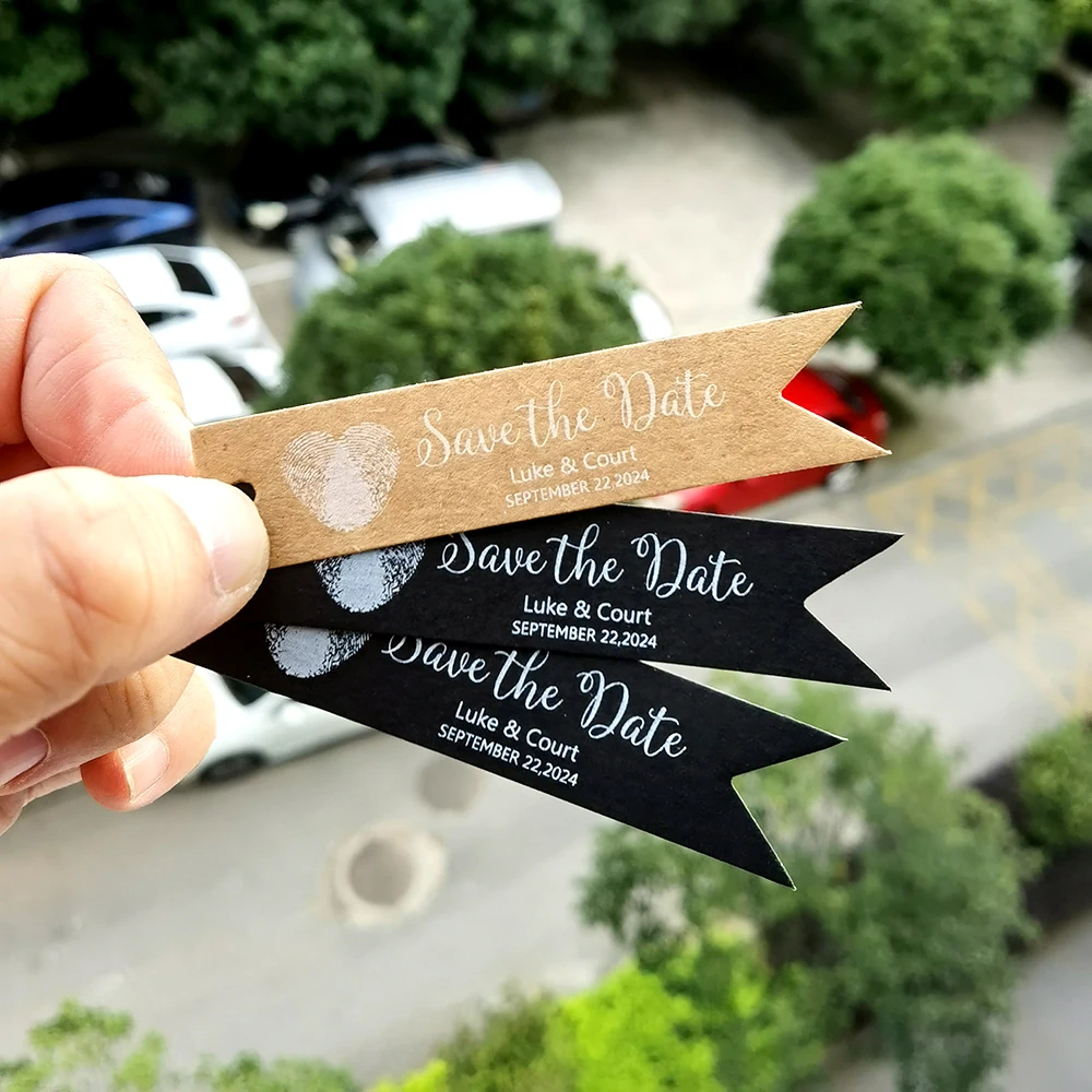

BT10-100Pcs 18x80mm Custom Strip Kraft Paper Label White Letters Printed On Black Cardboard Custom Thank You Cards For Business