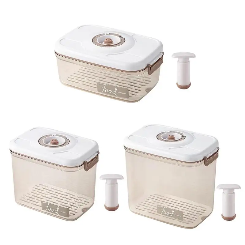

Food Storage Container Vacuum Box Large Capacity Food With Drain Net Food Marinade Container With Time Compass Manual Air Pump