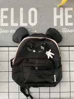 New Style Children's Bag Girls Boys Disney Brand Mickey Mouse Backpack Black Nylon Zipper Two Shoulders WaterProof Schoolbag 2