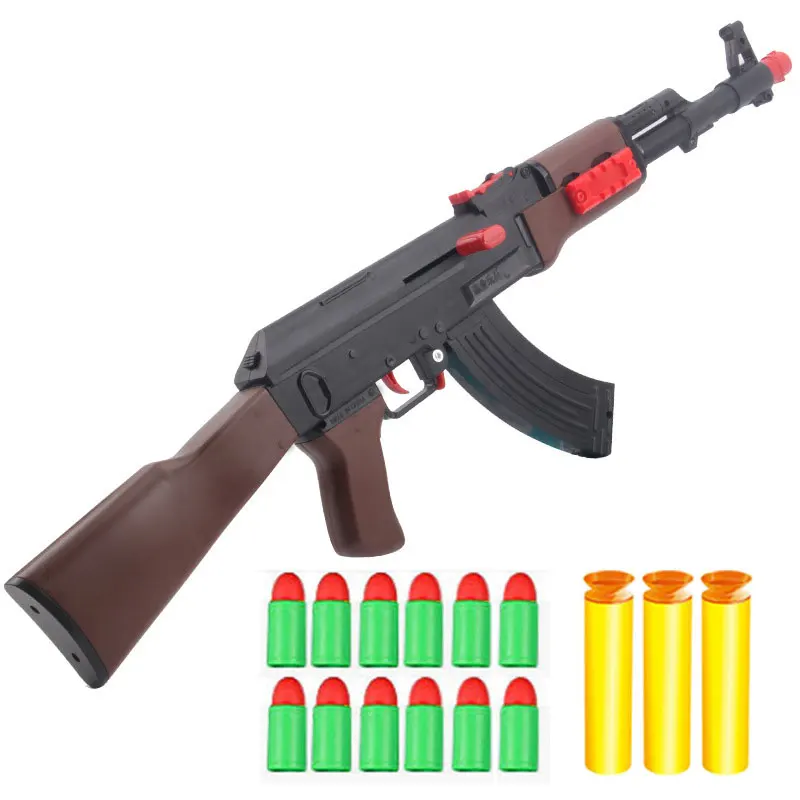 Plastic Manual AK47 Soft Rubber Ball Bullet Toy Rifle Sniper Airsoft Shooting Gun Weapons For Kids Children Boys Gifts Silah | Игрушки и