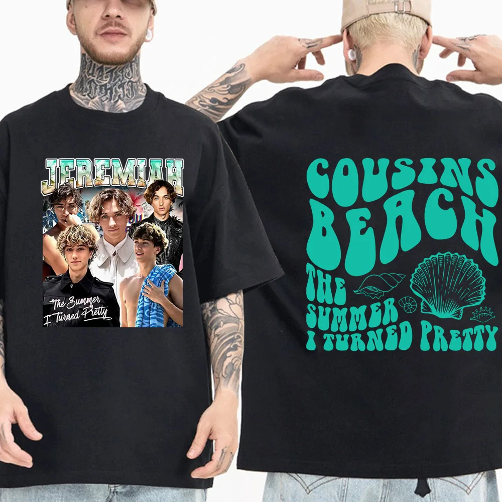 

Футболка с коротким рукавом для мужчин и женщин, Пляжная Модная рубашка с принтом команды Джеремии «Я свела красивую двоюродную сестру», топ в винтажном стиле 90-х годов, на лето