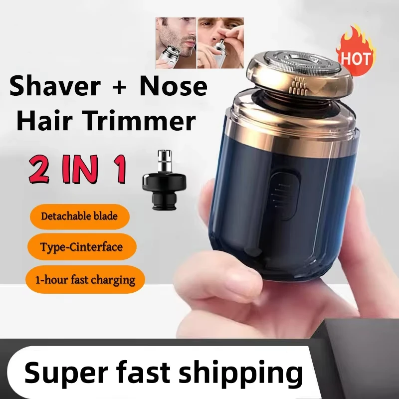 Electric Shaver Electric Shaver Nose Hair Trimmer 2-in-1 Rechargeable Men's Nose Hair Removal Shaver Portable Mini Knife Men's Razor
