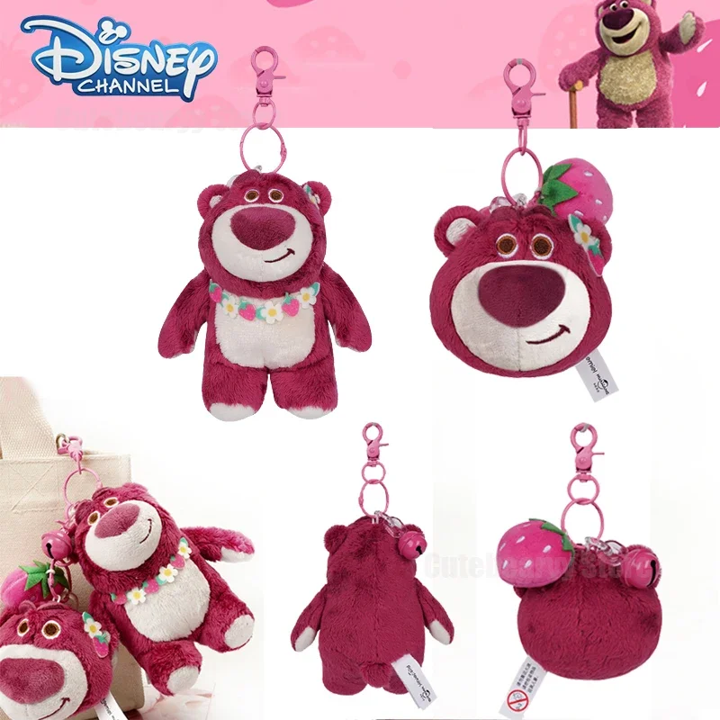 Genuine Disney Lotso Plush Pendant New Cute Cartoon Strawberry Bear Doll Kids Students School Bag Pendant Decoration Couple Gift