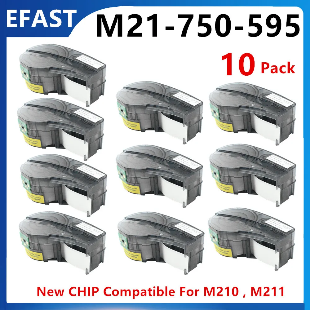 

5~10PK New CHIP Vinyl Labeling Cartridge M21 750 595 Ribbon Cartridge Tags Use For M210,M211 Handheld Label Printer 19.1mm*6.4M