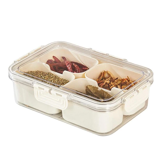 Divided Snackle Box Container with Lid and Handle Portable Serving