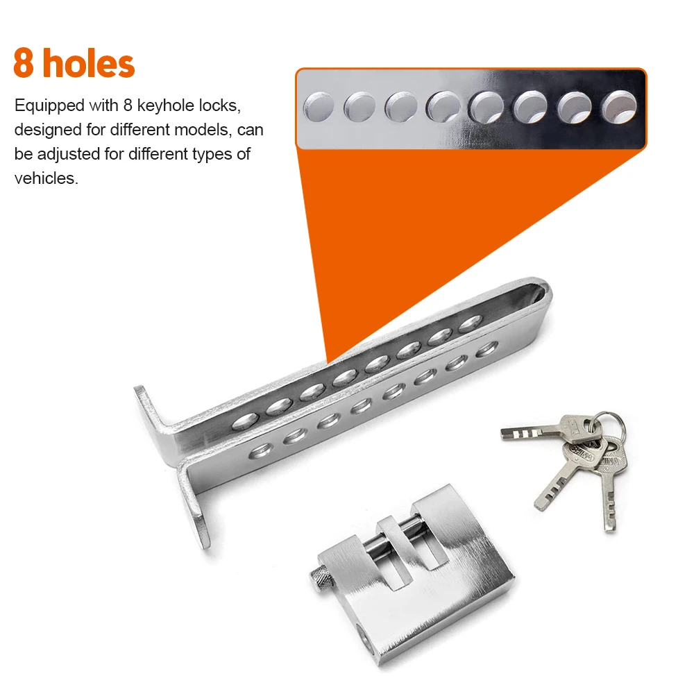 8 Holes Brake Pedal Car Lock Clutch Lock Trailer Auto Throttle Accelerator Security Steel Stainless Anti-Theft Tool Pedal