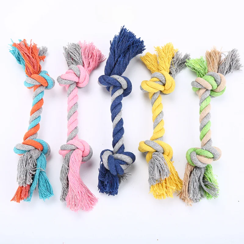 Pet Dog Double Knot Chewing Rope Knot Puppy Toy Clean Teeth Durable Braided Bone Rope Pet Molar Toy Pet Supplies Dog Supplies