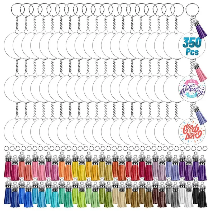 

700Pcs Acrylic Clear Keychain Blanks For Vinyl With Blanks, Tassels, Jump Rings, Keychain Rings For DIY Keychain Craft