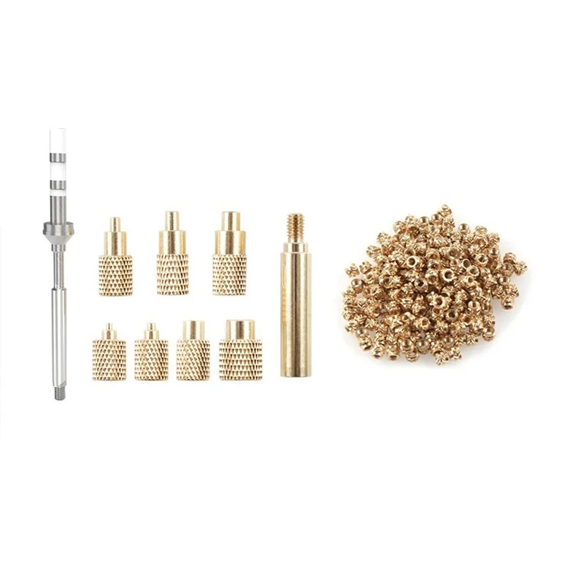 Heat Insert Nut Iron Tip TS100 Soldering Iron Tip Insert Gold & Silver M2-M8 Brass Hot Melt Insert Nut Insertion Kit