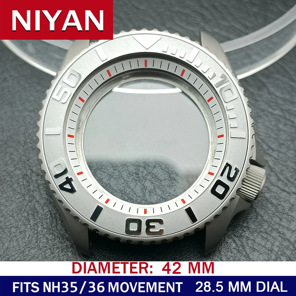Premium Silvery Steel Watch Case with Sapphire Glass Bezel – 42mm