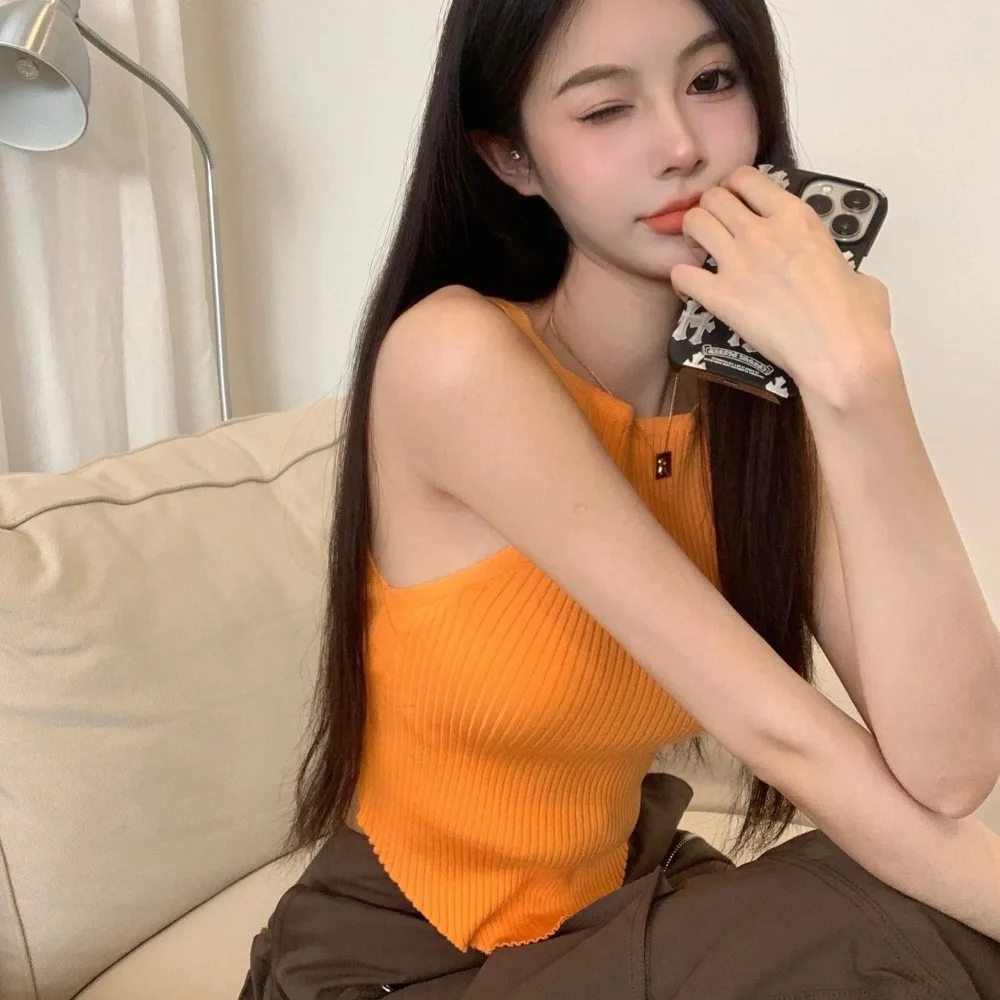 Polyester Casual Sleeveless Top for Women Summer Street Wear