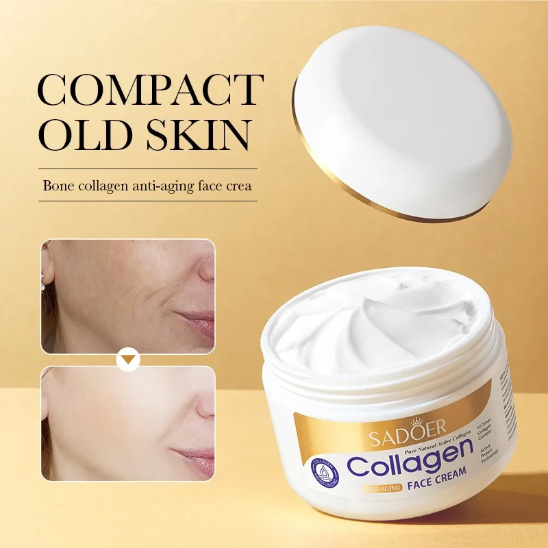 Collagen Anti-Wrinkle Facial Cream Whitening Brightening Pampering Skin Hydrating Moisturizing Gentle Collagen Cream Skincare 1kg natural pure small particles seaweed algae collagen facial mask wholesale bulk hydrating moist shrink pores beauty skincare