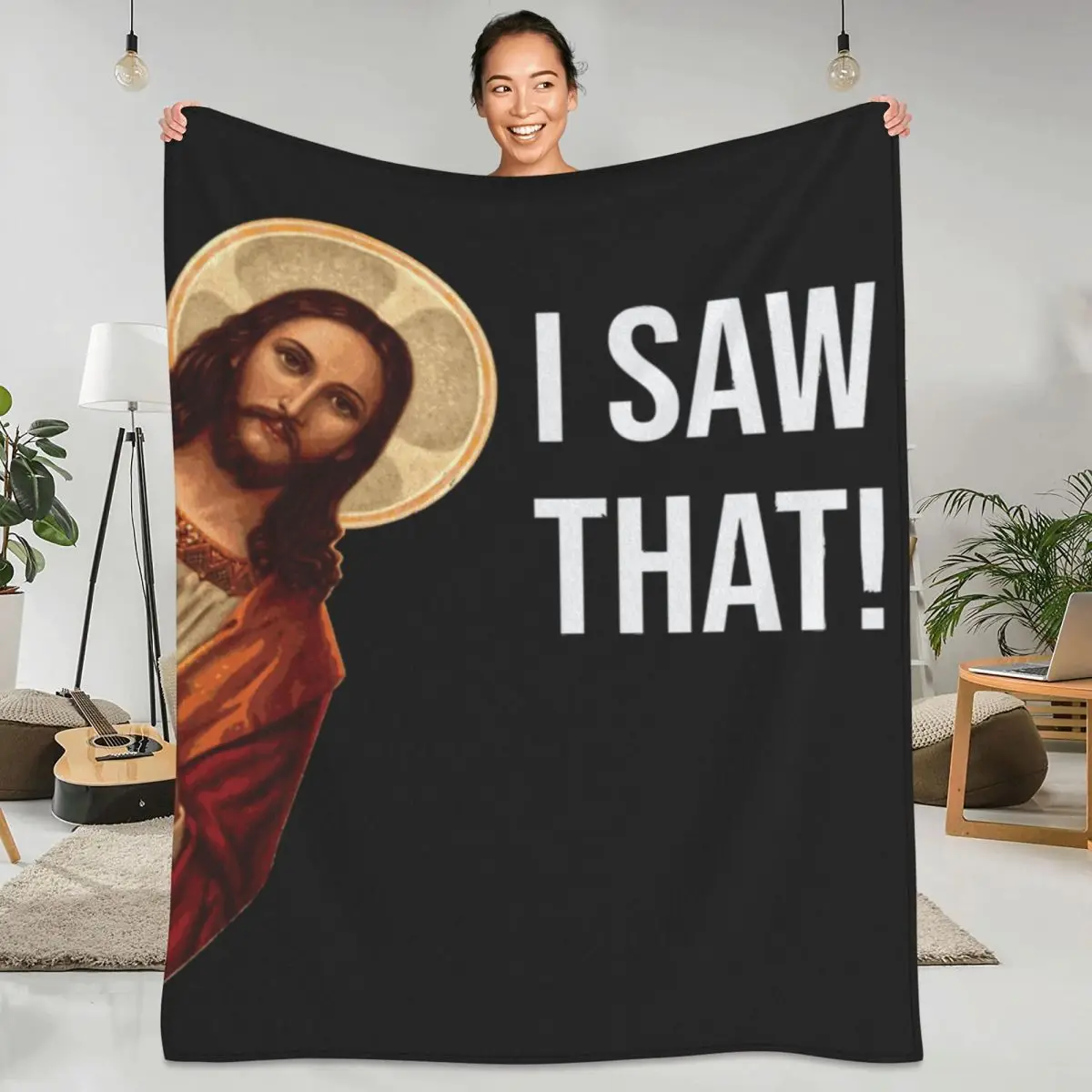 

Jesus Flannel Blanket Funny Meme Soft Warm Throw Blanket for Living Room Camping Graphic Bedspread Sofa Bed Cover