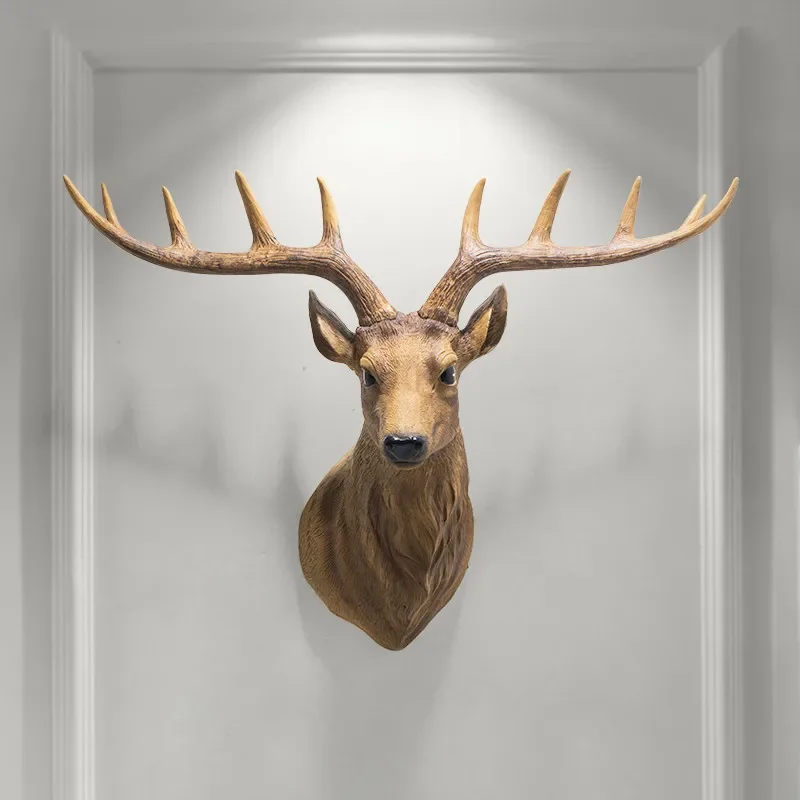 [HHT] American Country Lucky Deer Head Wall Hanging Decoration Pendant Living Room Restaurant Entrance Hallway Aisle Background 2