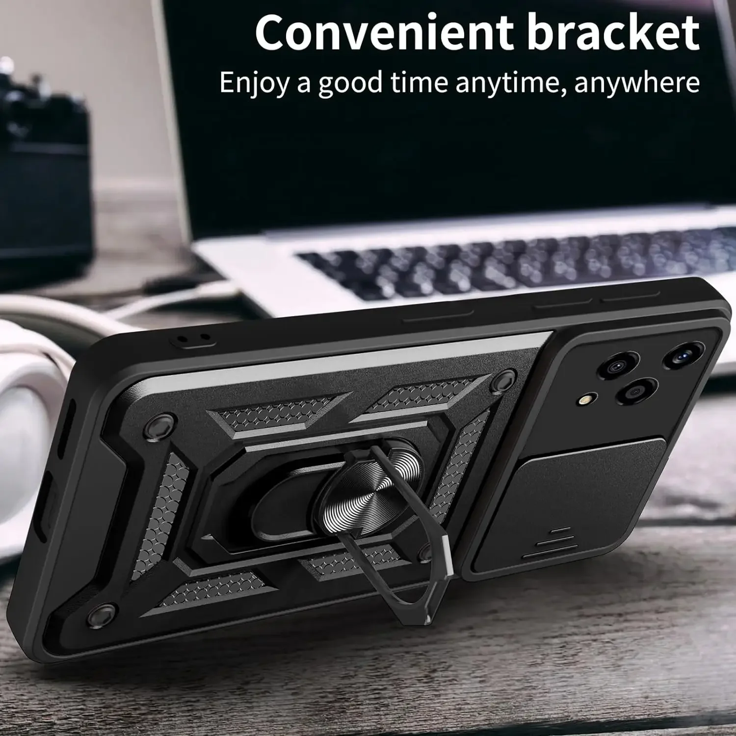 Enhanced Armor Case with Lens Protection and Magnetic Ring Holder