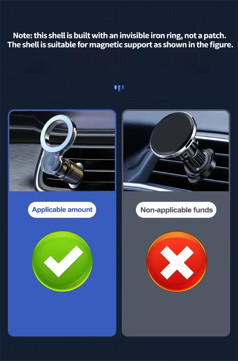 Leather Magnetic Car Holder Phone Case with Wireless Charging Compatibility