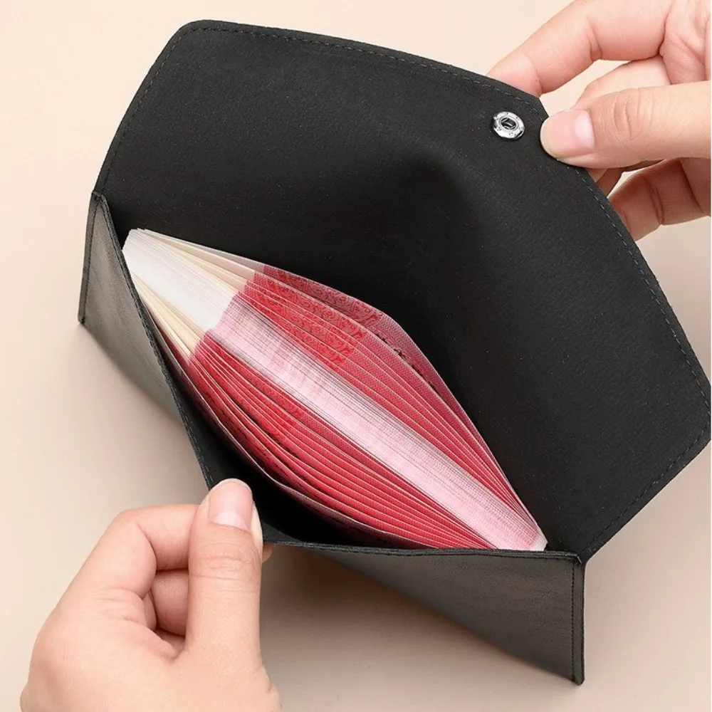New PU Leather Wallets Large Capacity Portable Business Card Case Receipt Storage Bag Gift