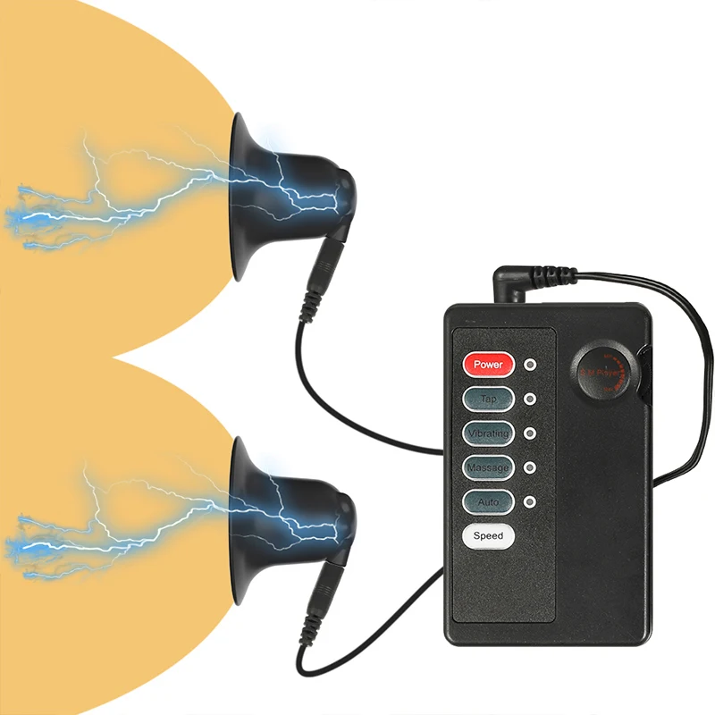Electric Shock Nipple Suction Cup Breast Clitoris Sucker Erotic Nipple Clamps Pump Adult Game Breast-fed Sex Toys for Women Men electro sex toys electric sex toys