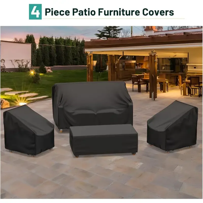 4pcs/set Patio Furniture Cover 210D Heavy-duty Waterproof Outdoor Furniture Cover 1 Sofa 2 Chair Covers 1pc desk cover