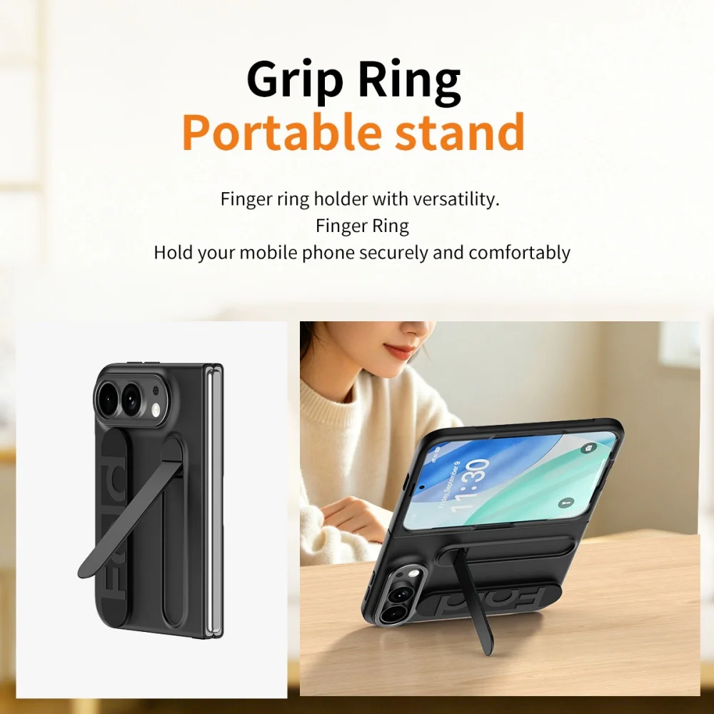 Luxury Wrist Strap Bracket Stand Holder Case with Built-in Front Film Cover - Solid Color Design