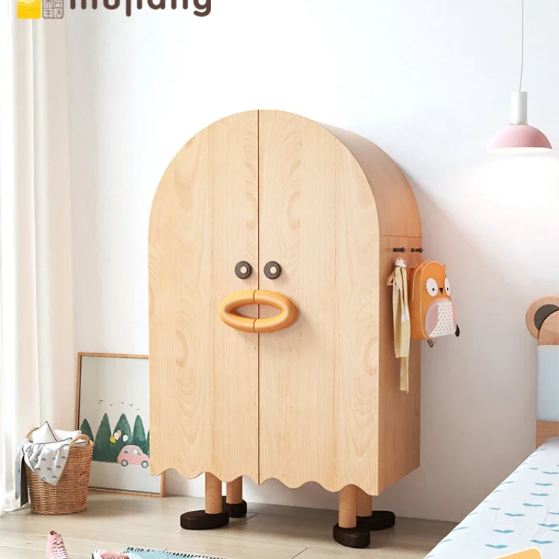 Little Duck Children's Wardrobe Solid Wood Baby Storage Wardrobe Little Closet Short