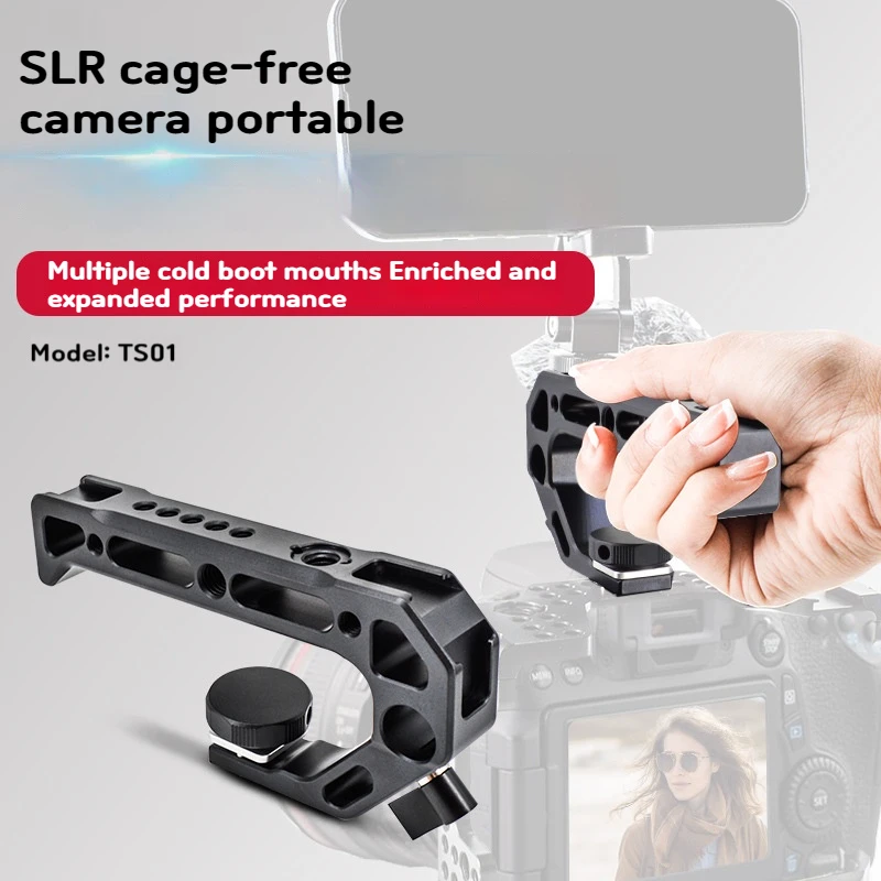 

DSLR Rabbit Cage Camera Universal Handle Multi functional with Cold and Hot Boots Expansion Metal Slide Handle