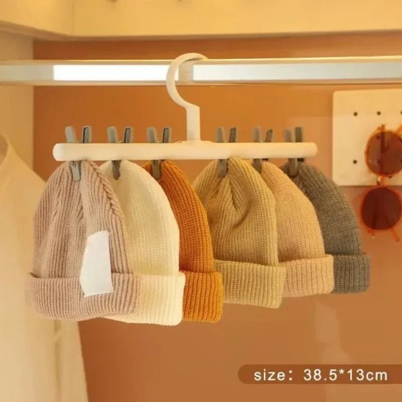6 Clips Peaked Cap Scarf Socks Organizer Rack Multifunctional Closet Wardrobe Storage Hanger 6