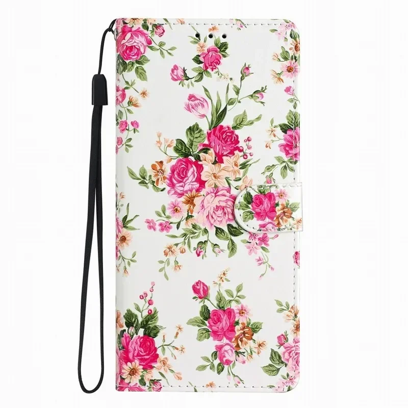 Charming Floral Painted Wallet Phone Case with Card Slots