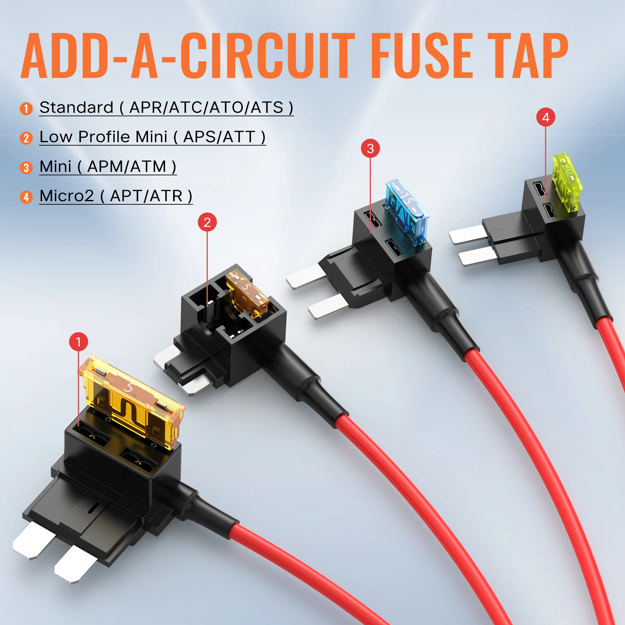16PCS 12V Fuse Taps Low Profile Mini Micro2 Fuse Holder Automotive Car Add a Circuit Fuses Kit ATO ATC ATM APM Fuses Adapter