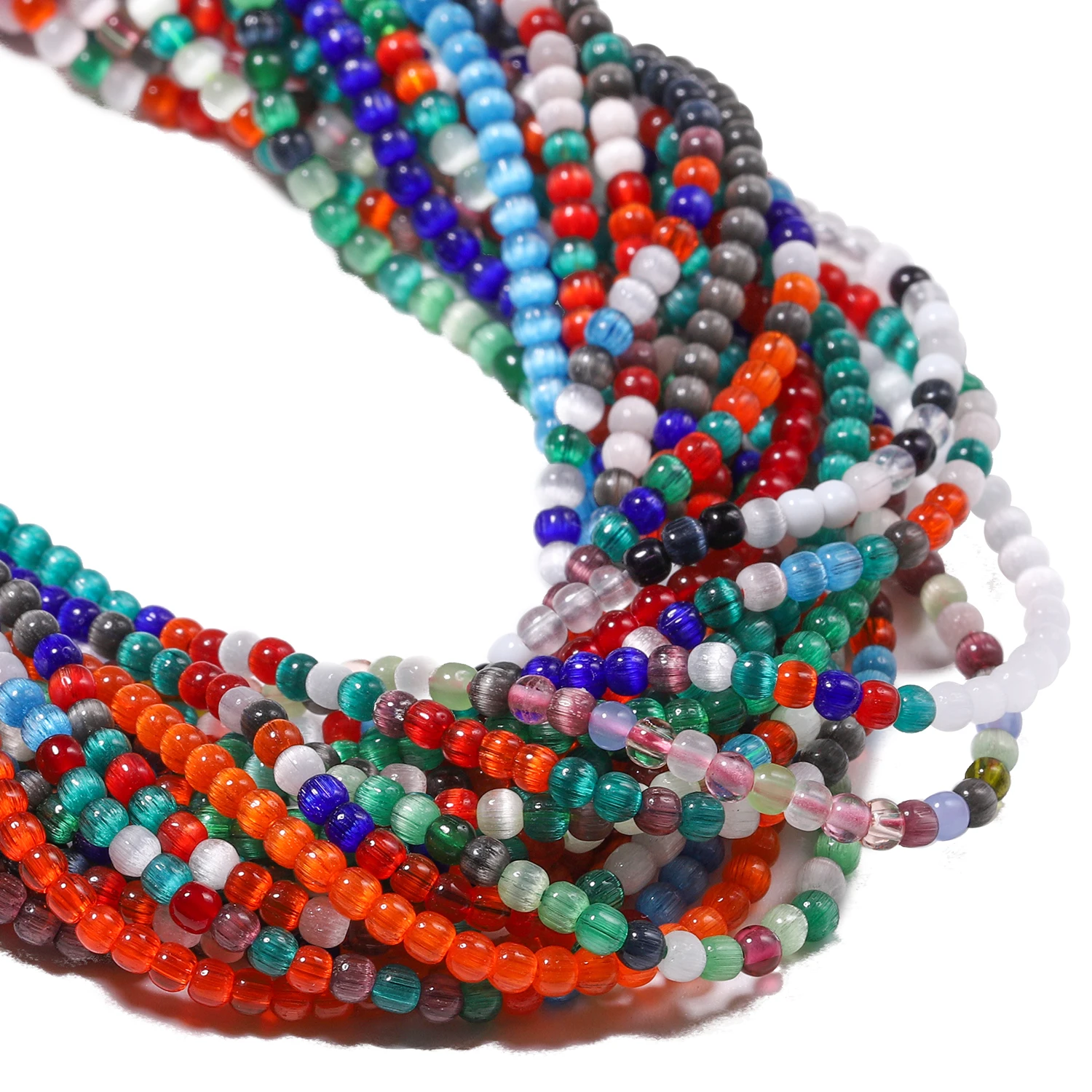 Gradient Colorful Cat Eye Glass Beads for DIY Jewelry and Crafts