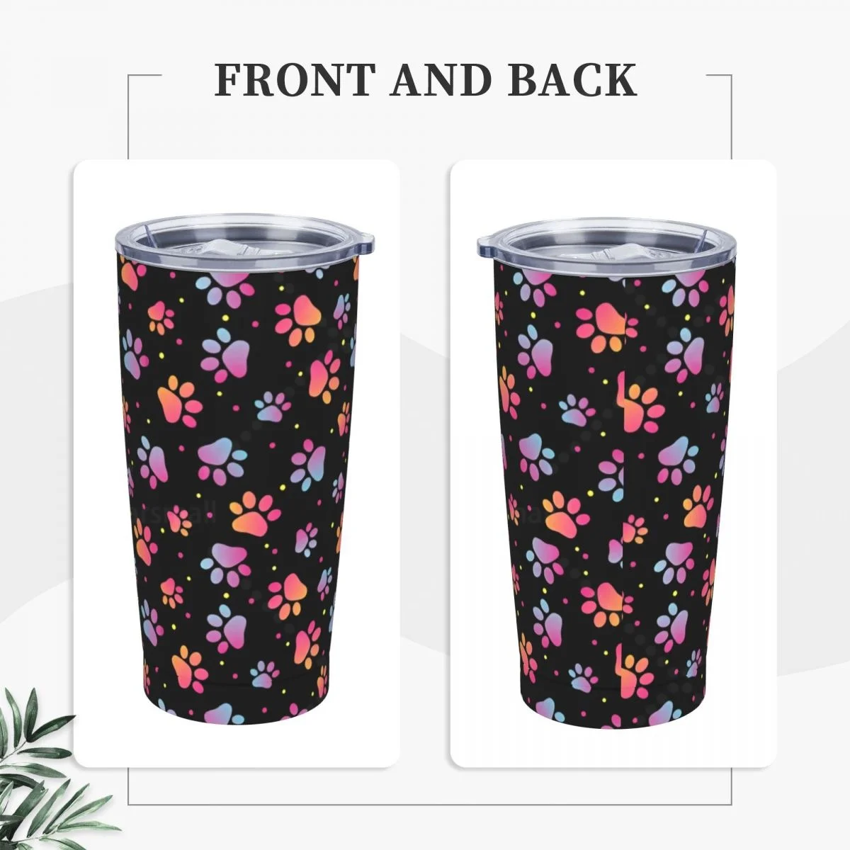 Dog Paw Insulated Stainless Steel Thermo Coffee Cup Mug with Lid Tumbler for Office Home Car Bottl 20oz