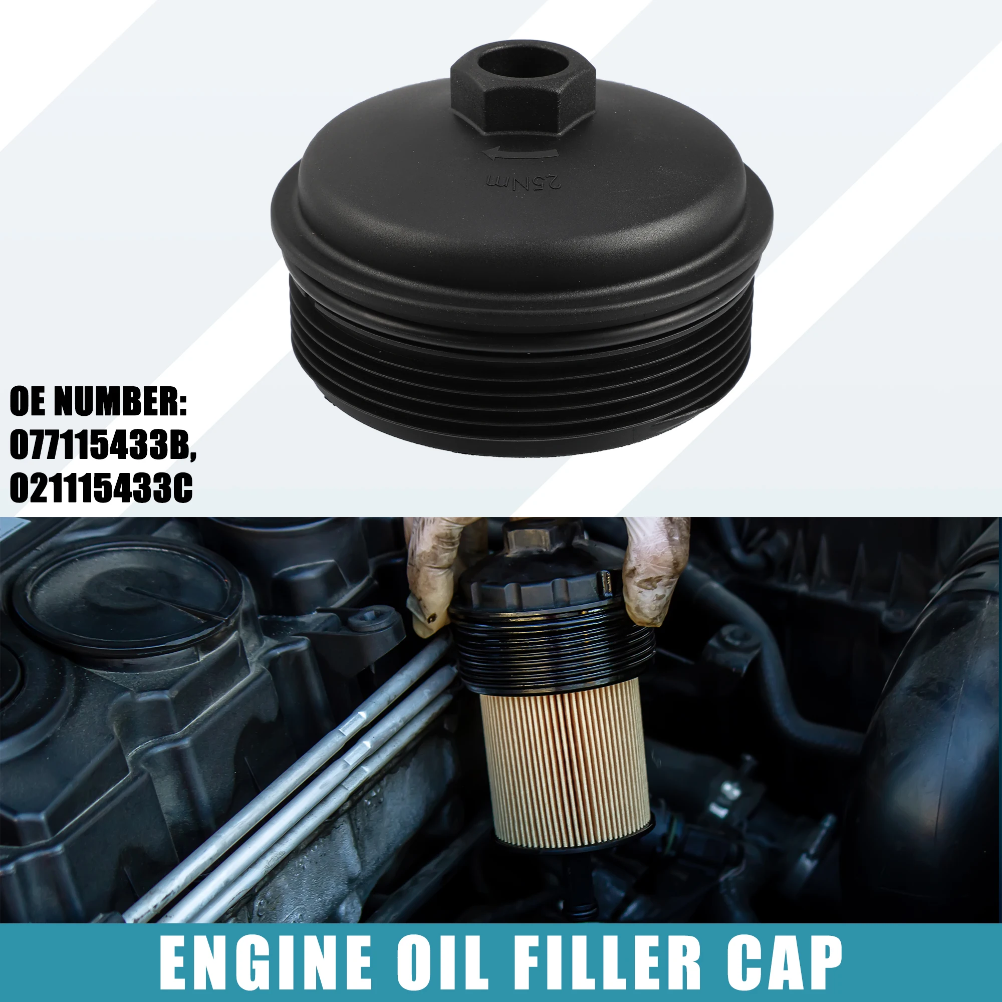 

UXCELL Engine Oil Filter Housing Cover Cap 077115433B for Audi A8 2004-2006 S4 2007-2009 4.2L V8 Plastic Black