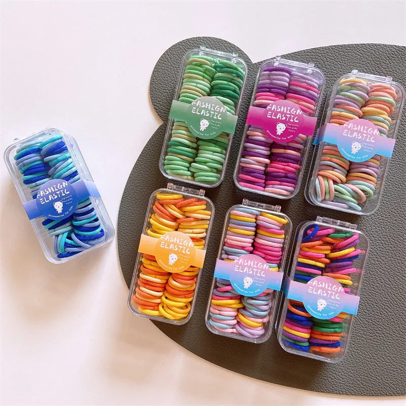 haargummi mädchen 60 teile/satz Mädchen Daumen Haar bänder Boxed Kopf Seil elastische Gummibänder kleine Haar gummi haarschmuck mädchen für Kinder Baby – Detail 2