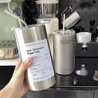 Portable 600ml Thermos Cup 304 Stainless Steel Coffee Mug Thermal Leak-proof Water Bottle with Straw Insulated Bottle Drinkware 3