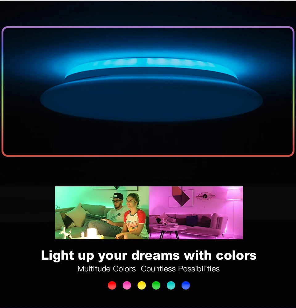 MARPOU Smart Ceiling Lamp RGB Rhythm 28W30W Lustre LED Lights WIFI APP Voice Control with Alexa Light for Living room decoration ceiling lights for hall