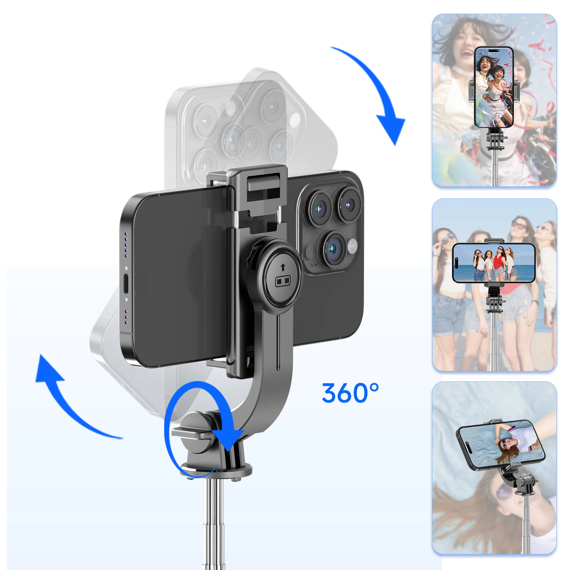 F01 Selfie Stick Tripod Phone Stand Desktop Portable Handheld Mini Tripod with Wireless Bluetooth Stabilizer for iPhone Android