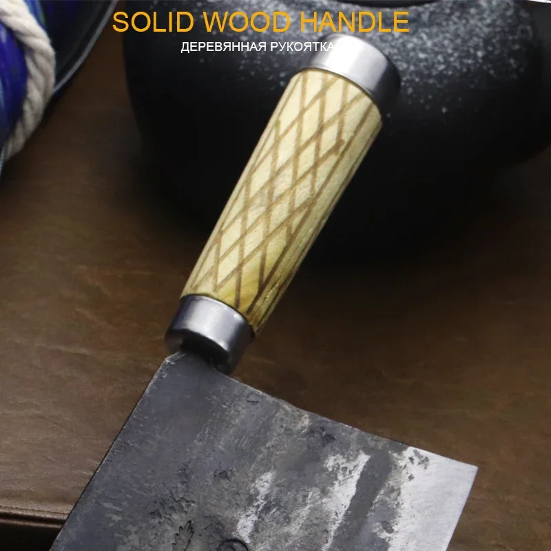 hand forged large boning knife with steel blade Old-fashioned chef's commercial chopping knife for long lasting sharpness 8