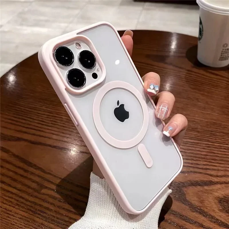 thumbnail image 1 of Colorful Transparent For Magsafe Magnetic Wireless Charging Case For iPhone 15 14 13 12 11 Pro Max Mini Xs XR Hard Acrylic Cover, 1 of 5